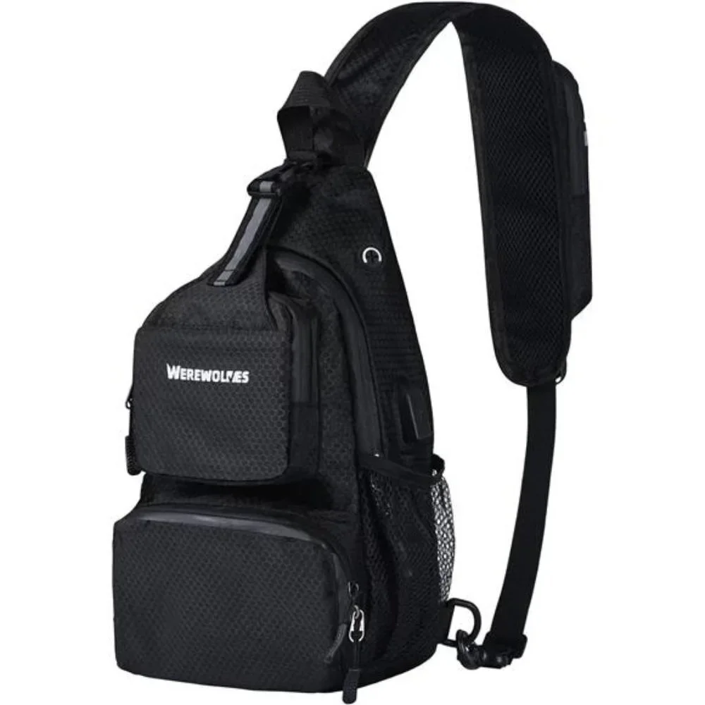 Foldable Waterproof Crossbody Backpack Shoulder Chest Bag Daypack, Black